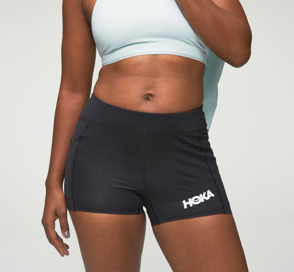 Hoka One One Performance Knit 3" Shorts Dam Svarta - SE-2932265